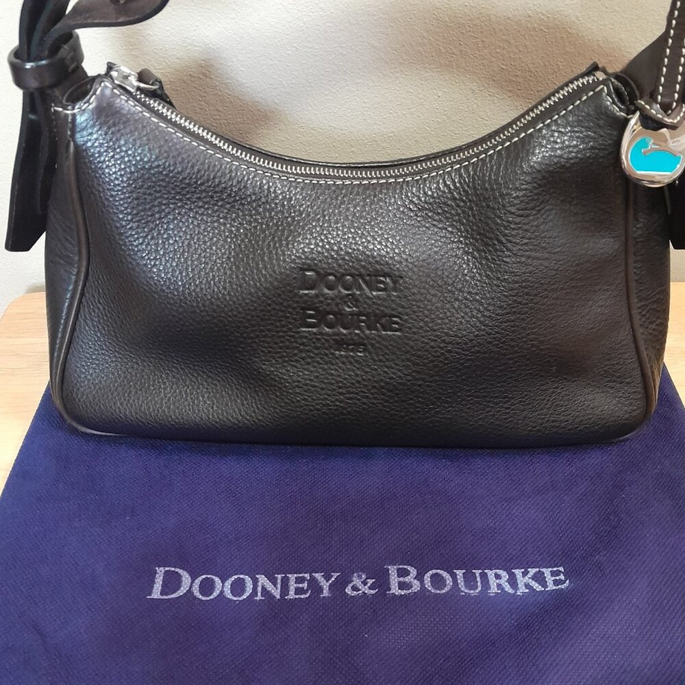Dooney & Bourke East West Slouchy Shoulder Bag Dark Brown Pebbled Leather - Picture 2 of 16